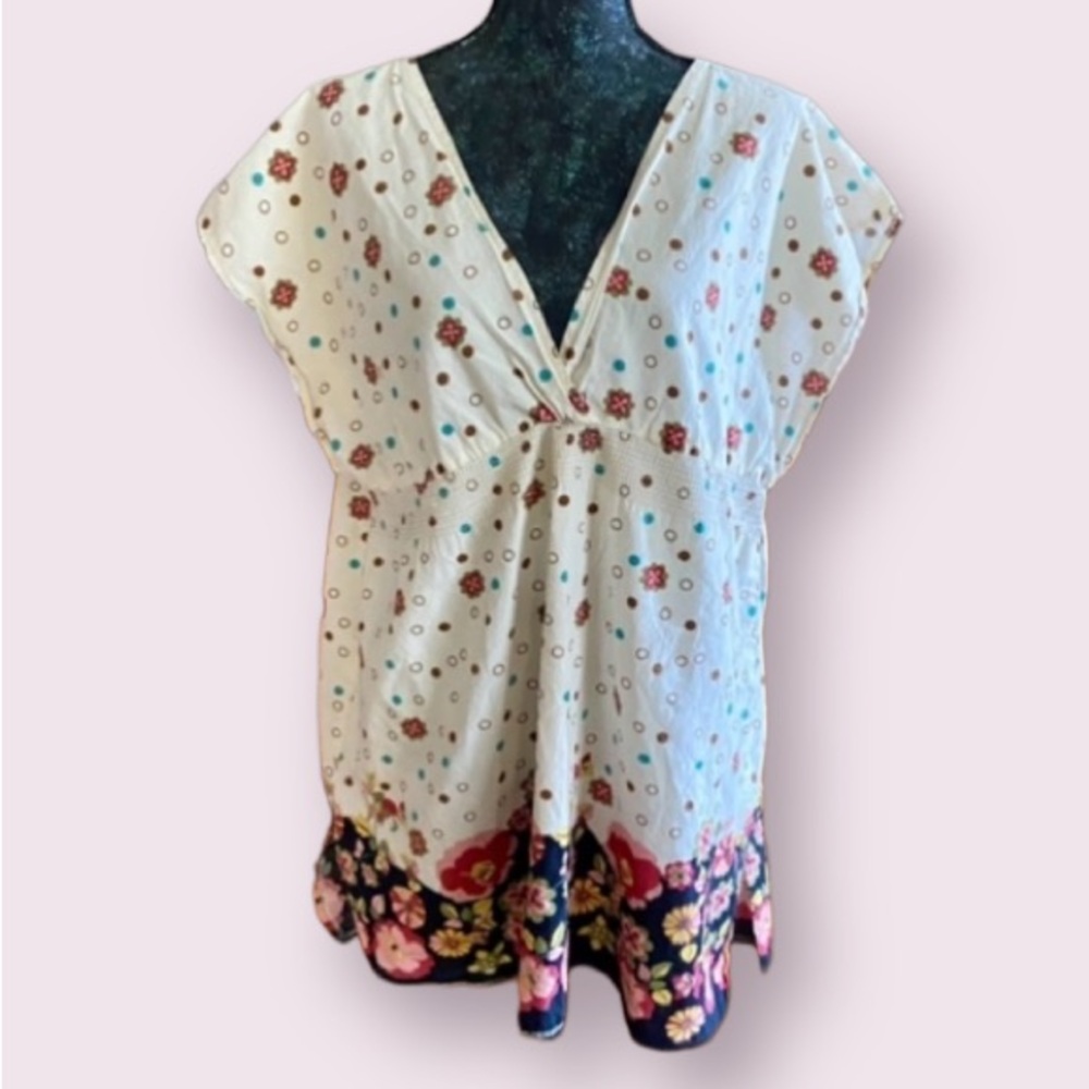 Ambiance Polka Dot and Floral Tunic Top